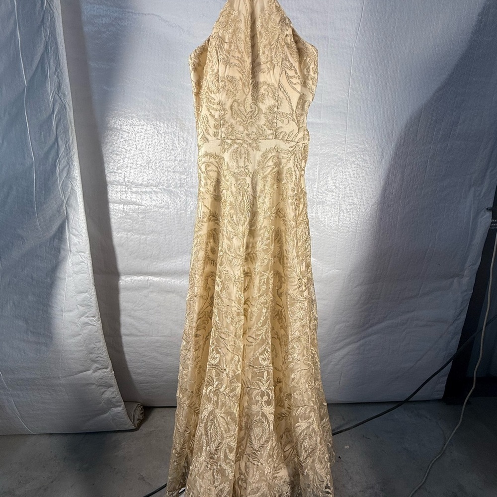 Speechless Gold Halter Prom Gown,event,festival, wedding